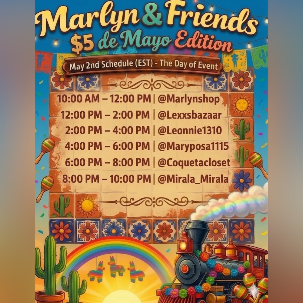 Marlyn & Friends $5 De Mayo Edition Train Show May 2nd